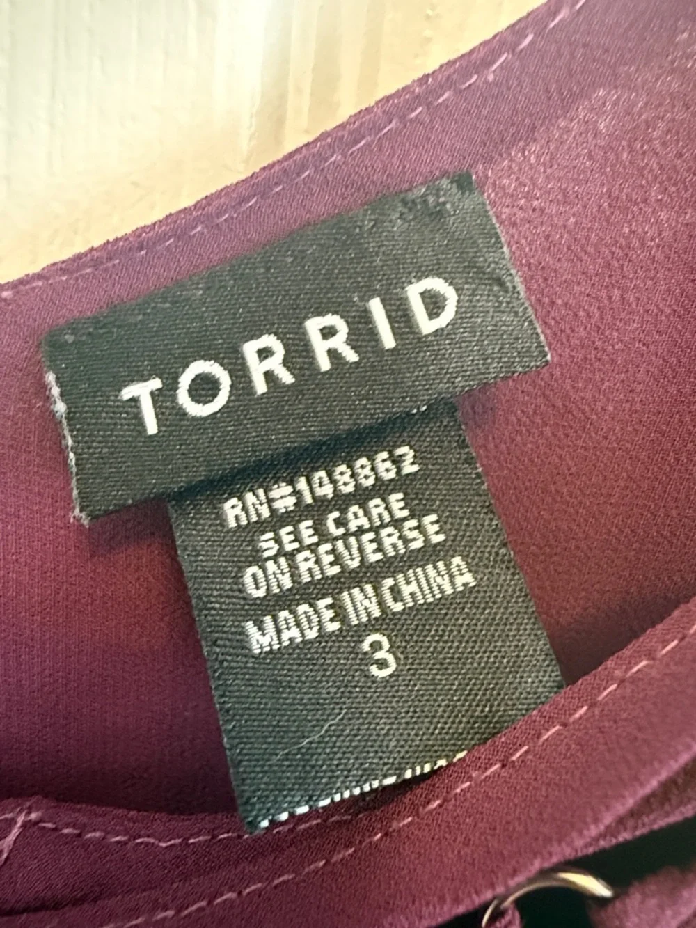 Torrid Burgundy Georgette Lace Up Cami Top Sz 3X - Picture 3 of 5